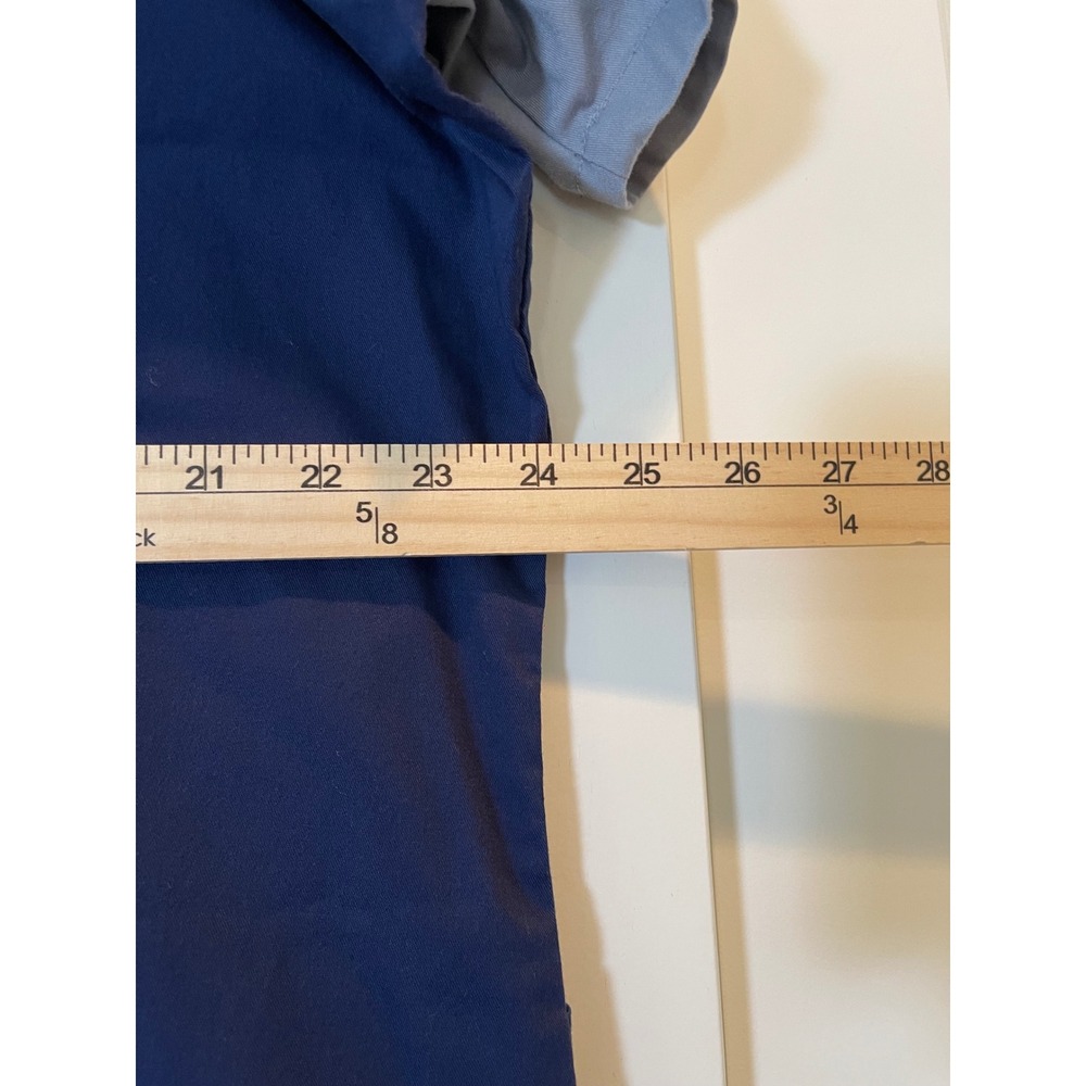 Butter-Soft Stretch Scrub Top Womens 2X Navy Grey Pink Colorblock V-Neck Pockets - Picture 12 of 12